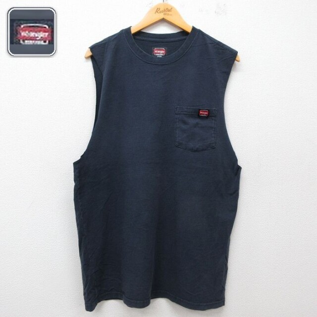 【50%OFF】ラングラー ノースリーブTシャツ 胸ポケット ネイビー L | 古着
