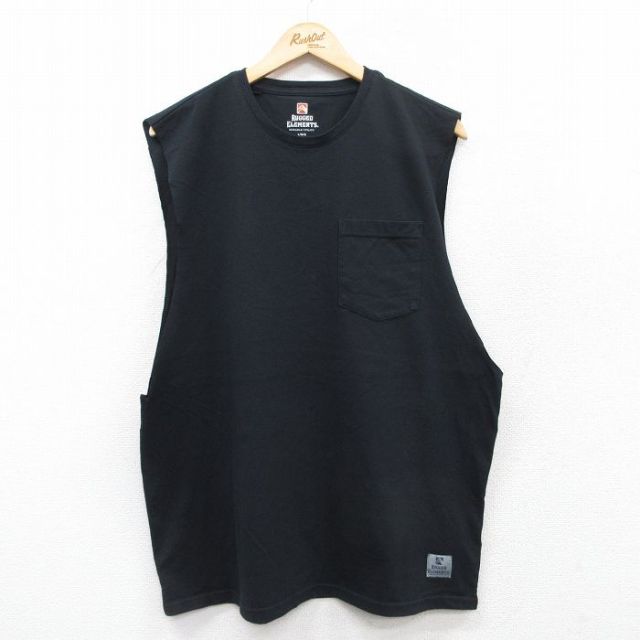 ノースリーブTシャツ 胸ポケット ブラック XL | 古着