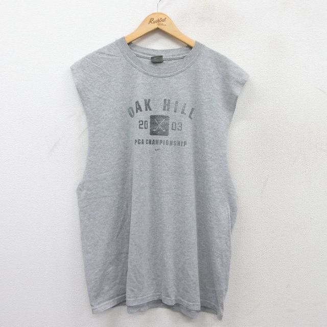 ナイキ 00s ノースリーブTシャツ ワンポイント グレー XL | 古着