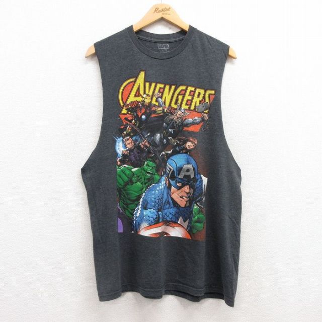 マーベル ノースリーブTシャツ キャプテンアメリカ グレー L | 古着