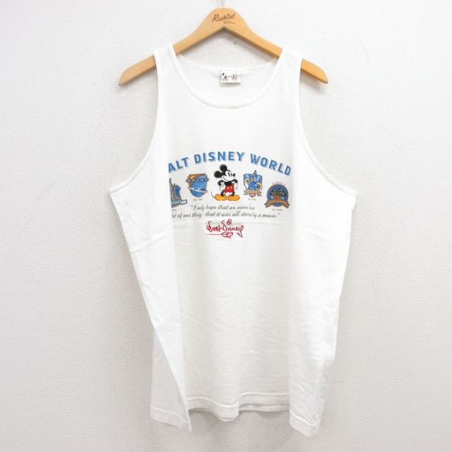 ディズニー 00s タンクトップ ミッキーマウス刺繍 ホワイト XL | 古着