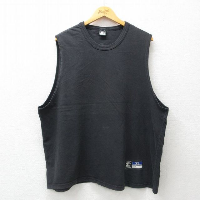 XL★古着 スターター STARTER ノースリーブ ビンテージ Tシャツ メンズ 00年代 00s 無地 大きいサイズ クルーネック 黒 ブラック 25jul17 中古