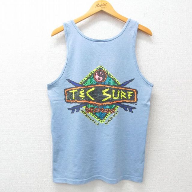 【50%OFF】M★古着 ビンテージ タンクトップ メンズ 80年代 80s T&Cサーフデザインズ コットン クルーネック USA製 薄紺 ネイビー 【spe】 25jul17 中古