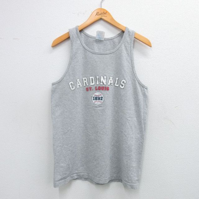 【20%OFF】M★古着 ビンテージ タンクトップ メンズ 00年代 00s MLB セントルイスカージナルス クルーネック グレー 霜降り メジャーリーグ ベースボール 野球 25jul18 中古
