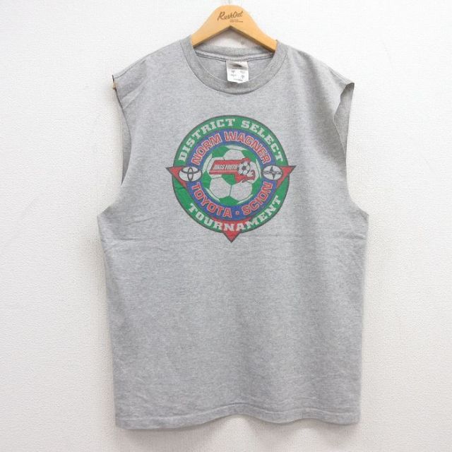 L★古着 アディダス adidas ノースリーブ ビンテージ Tシャツ メンズ 00年代 00s サッカー トヨタ SCION クルーネック グレー 霜降り 25jul18 中古