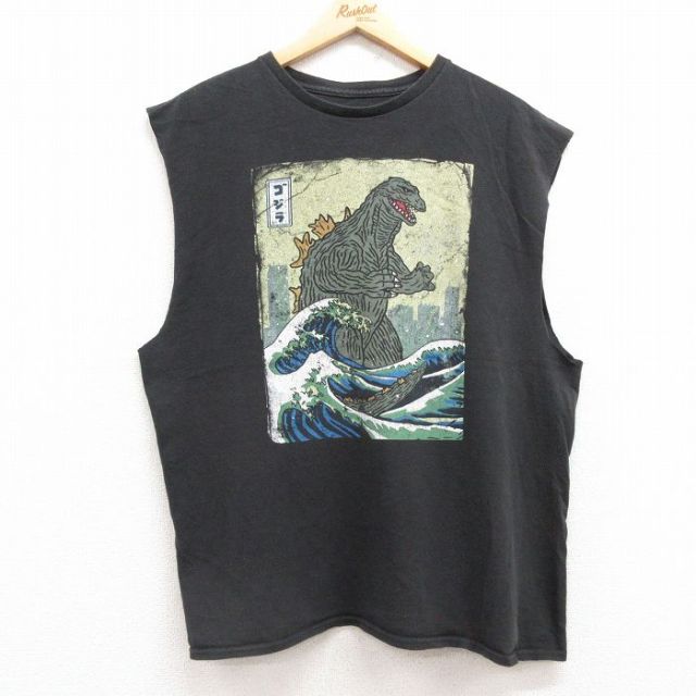 ノースリーブTシャツ ゴジラ ブラック XL | 古着