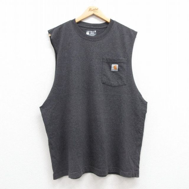 【50%OFF】カーハート ノースリーブTシャツ 胸ポケット グレー XL | 古着