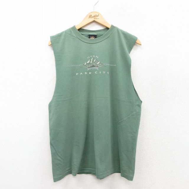 ノースリーブTシャツ UTAH PARK CITY グリーン L | 古着