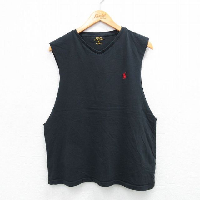 【50%OFF】ラルフローレン ノースリーブTシャツ ワンポイントロゴ ブラック L | 古着