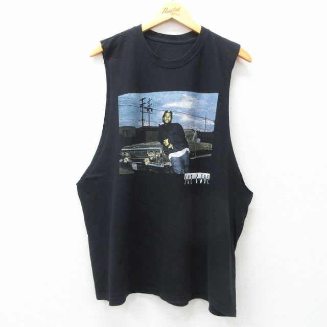 【50%OFF】XL★古着 ノースリーブ ヒップホップ ラップ Tシャツ メンズ アイスキューブ クルーネック 黒 ブラック 【spe】 25jul23 中古