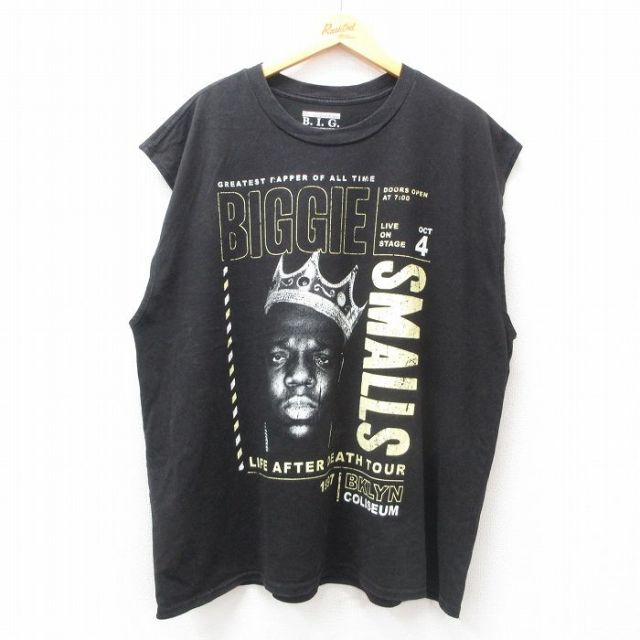 XL★古着 ノースリーブ ヒップホップ ラップ Tシャツ メンズ ノトーリアスBIG 大きいサイズ クルーネック 黒 ブラック 25jul25 中古