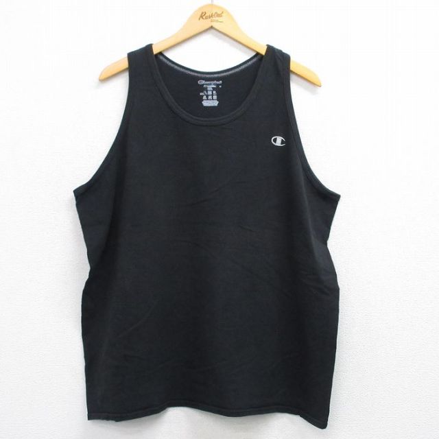 【50%OFF】チャンピオン タンクトップ ワンポイントロゴ ブラック XL | 古着