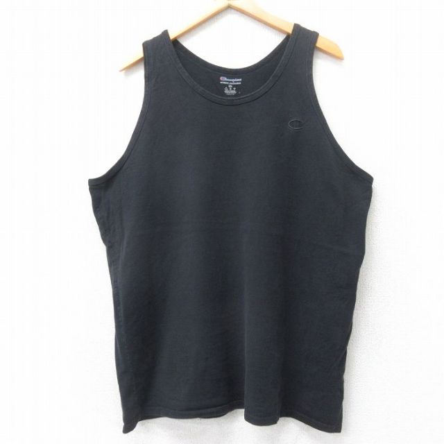 【50%OFF】チャンピオン タンクトップ ワンポイントロゴ ブラック XL | 古着