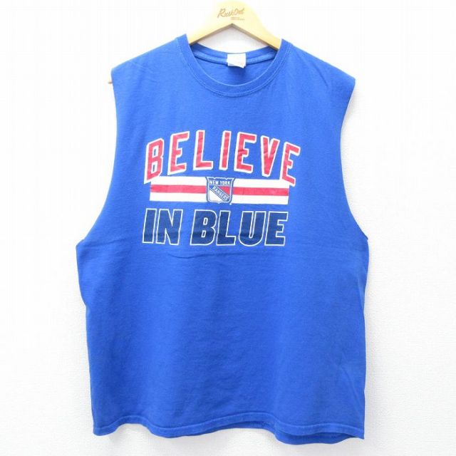 【50%OFF】ノースリーブTシャツ ニューヨークレンジャーズ ブルー XL | 古着