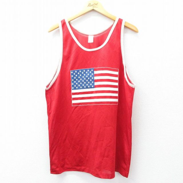 古着通販 XL☆古着 ビンテージ タンクトップ メンズ 80年代 80s 星条旗