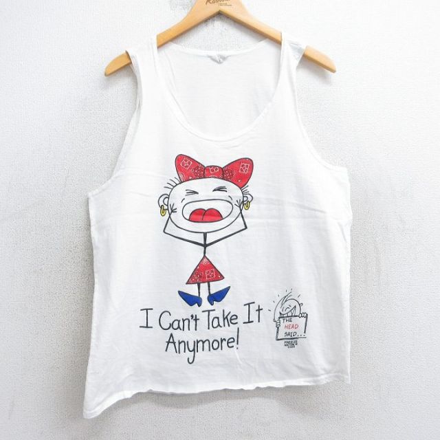 90s タンクトップ 女の子 ホワイト L | 古着