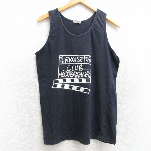 【50%OFF】M★古着 ビンテージ タンクトップ メンズ 80年代 80s カチンコ コットン クルーネック 黒 ブラック 25aug08 中古