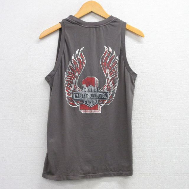 M★古着 ハーレーダビッドソン Harley Davidson ノースリーブ Tシャツ メンズ ビッグロゴ 濃グレー 25aug09 中古