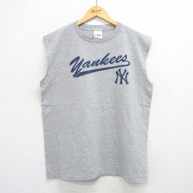 00s ノースリーブTシャツ ニューヨークヤンキース グレー XL | 古着