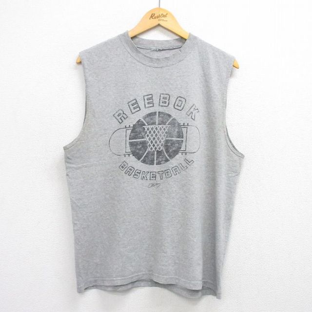 【50%OFF】リーボック ノースリーブTシャツ ビッグロゴ グレー L | 古着