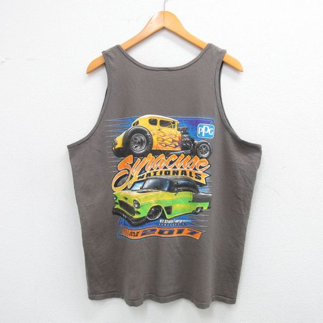 【50%OFF】XL★古着 タンクトップ メンズ ホットロッド HOT ROD シラキュース クルーネック 濃ベージュ カーキ 25aug12 中古