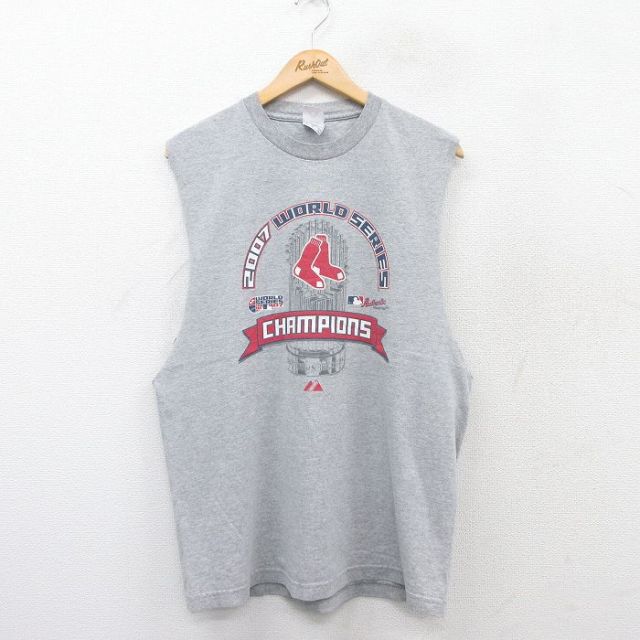 00s ノースリーブTシャツ ボストンレッドソックス グレー L | 古着