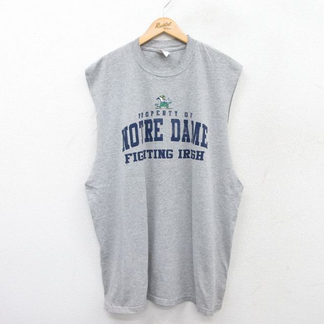 【50%OFF】マジェスティック 00s ノースリーブTシャツ ノートルダムアイリッシュ グレー XL | 古着