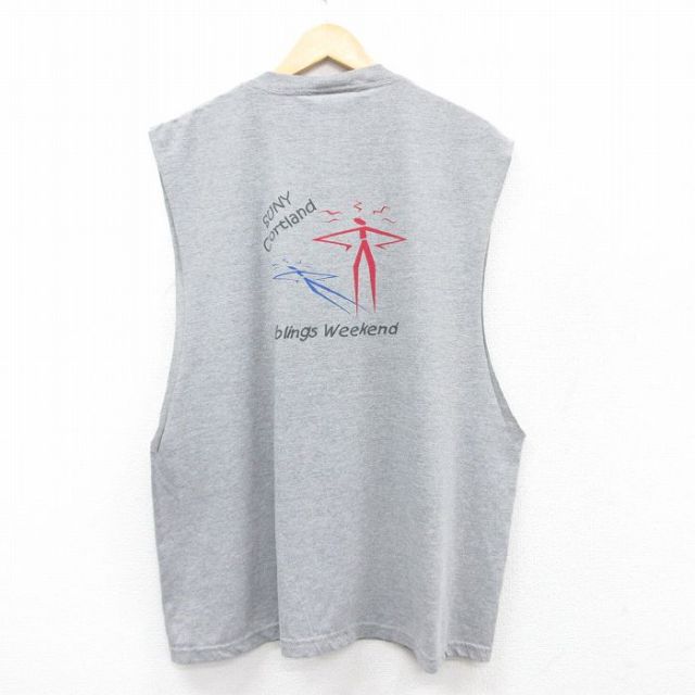 XL★古着 ジャージーズ ノースリーブ ビンテージ Tシャツ メンズ 00年代 00s 棒人間 大きいサイズ クルーネック グレー 霜降り 25aug13 中古