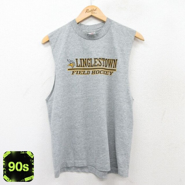 フルーツオブザルーム 90s ノースリーブTシャツ リングルズタウンフィールドホッケー グレー M | 古着