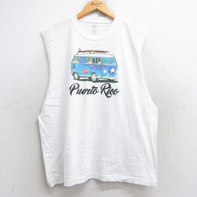 ノースリーブTシャツ 車 ホワイト XL | 古着