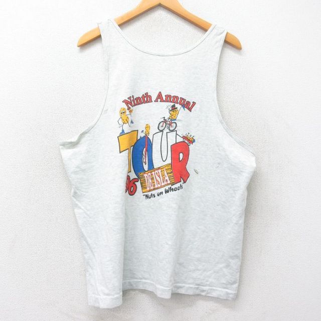 フルーツオブザルーム 90s タンクトップ NUTS ON WHEELS グレー XL | 古着