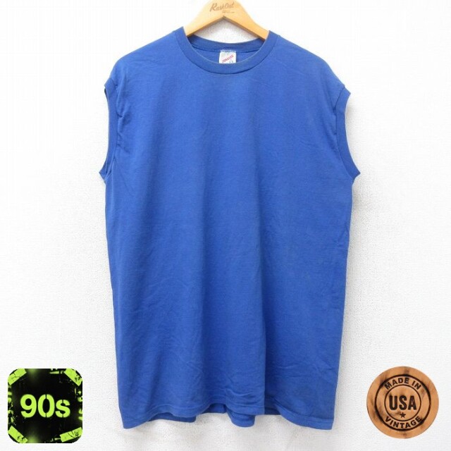 【50%OFF】ノースリーブTシャツ ブルー XL | 古着
