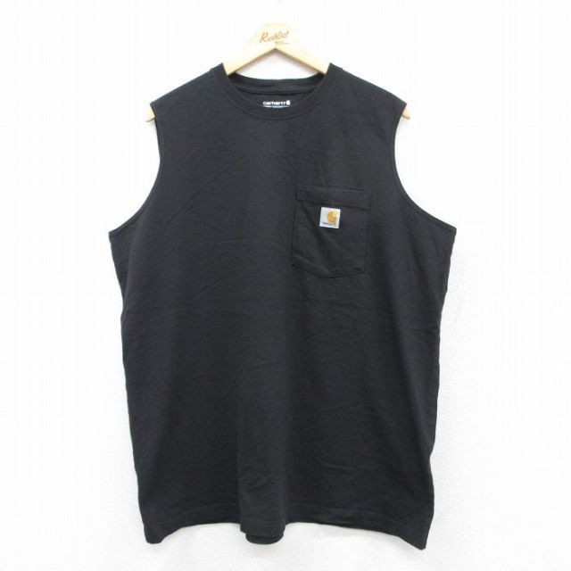 【50%OFF】カーハート ノースリーブTシャツ ワンポイントロゴ ブラック XL | 古着