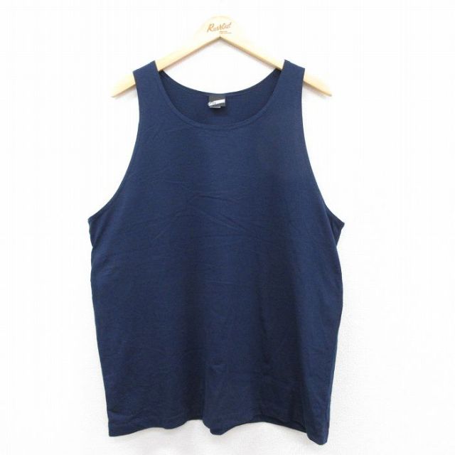 【50%OFF】XL★古着 ビンテージ タンクトップ メンズ 90年代 90s 無地 クルーネック USA製 紺 ネイビー 25aug23 中古