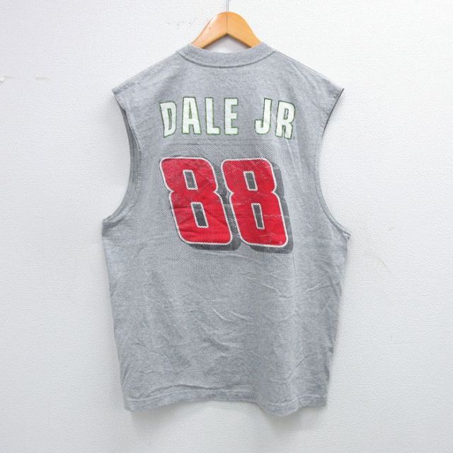 XL★古着 ノースリーブ Tシャツ メンズ NASCAR マウンテンデュー デイルアーンハートジュニア 88 クルーネック グレー 霜降り 25aug23 中古