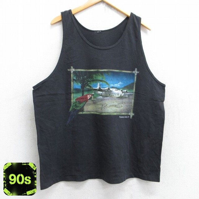 【50%OFF】90s 半袖タンクトップ 鳥 ブラック XL | 古着