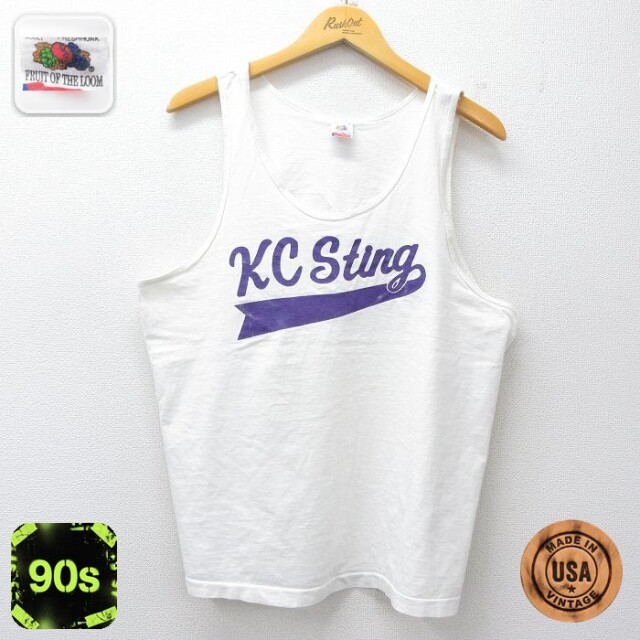 【20%OFF】フルーツオブザルーム 90s タンクトップ KC Sting ホワイト メンズXL相当 | 古着