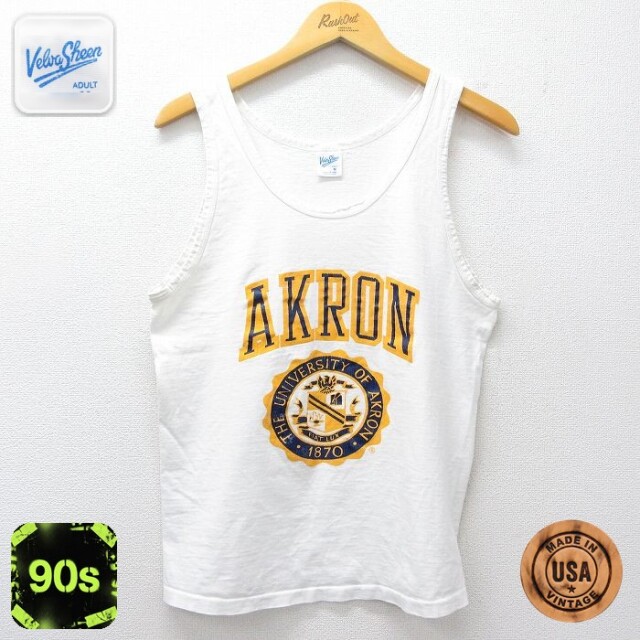 【20%OFF】90s タンクトップ AKRON ホワイト メンズS相当 | 古着