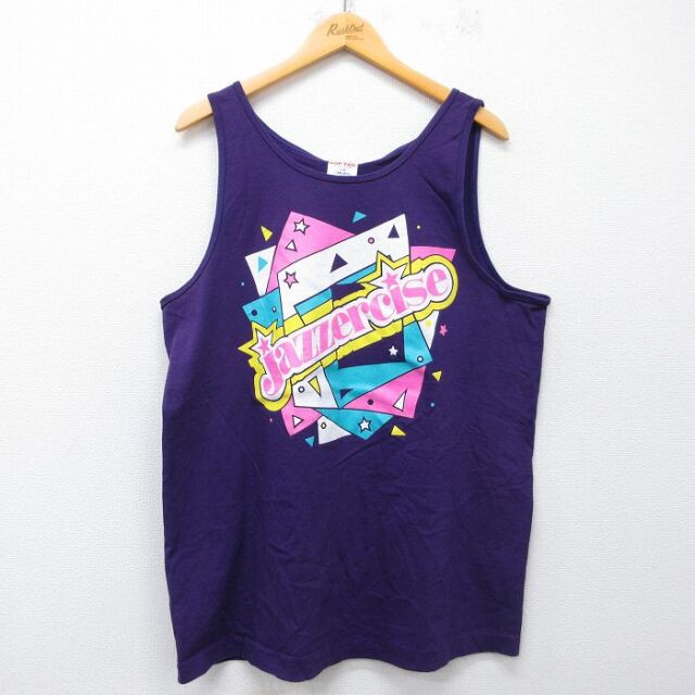 90s タンクトップ jazzercise パープル メンズXL相当 | 古着