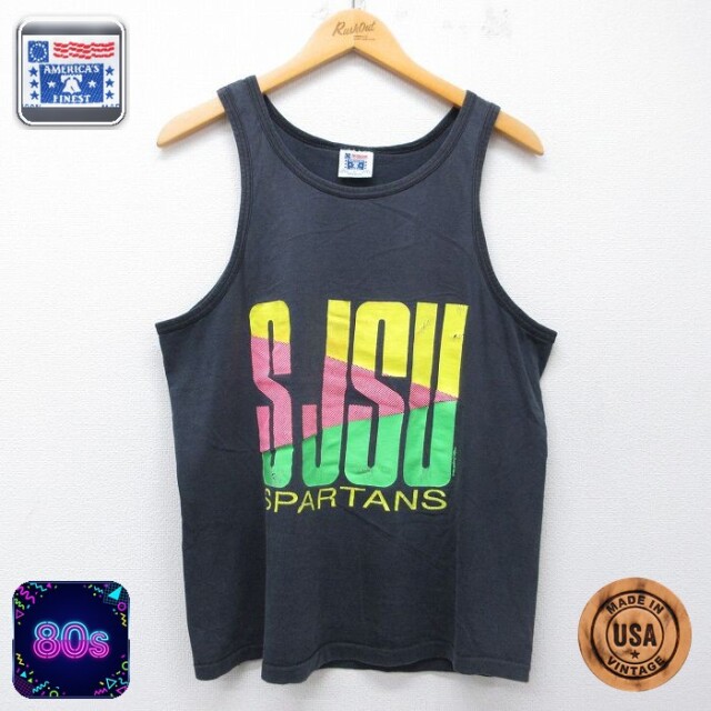 【20%OFF】80s タンクトップ SJSU ブラック メンズL相当 | 古着