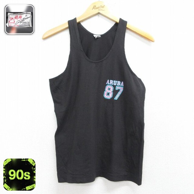 【20%OFF】90s タンクトップ ARUBA 87 ブラック メンズS相当 | 古着