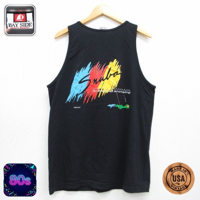 【20%OFF】80s タンクトップ SNUBA DIVING ブラック メンズL相当 | 古着
