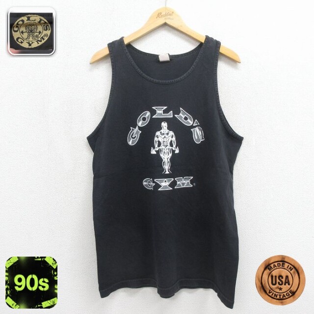 【20%OFF】90s タンクトップ ゴールドジム ブラック メンズL相当 | 古着
