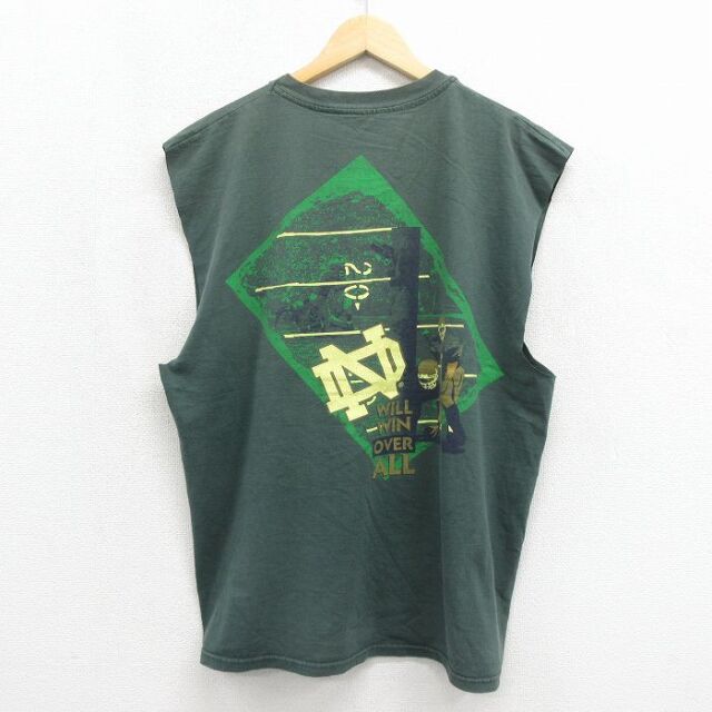 チャンピオン 00s ノースリーブTシャツ ノートルダム グリーン メンズXL相当 | 古着