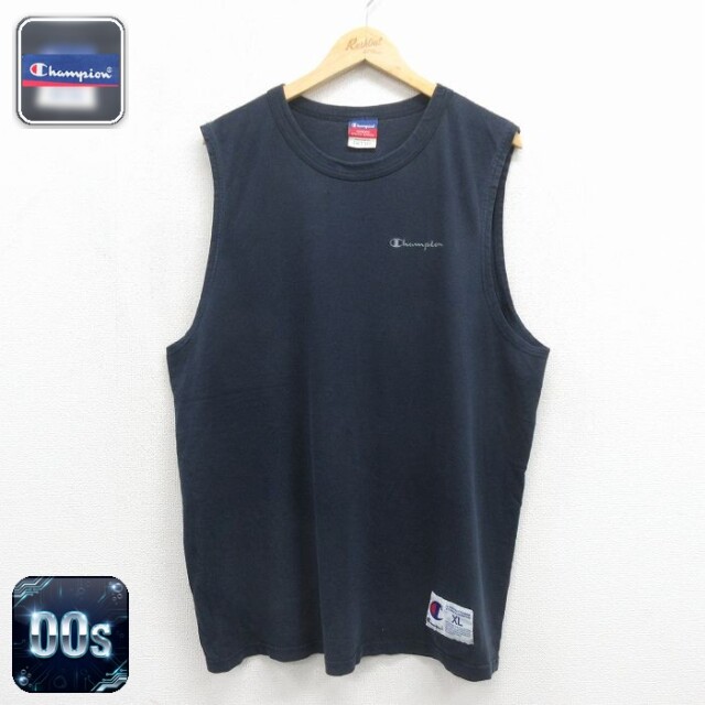 【20%OFF】チャンピオン 00s ノースリーブTシャツ ワンポイントロゴ ネイビー メンズXL相当 | 古着