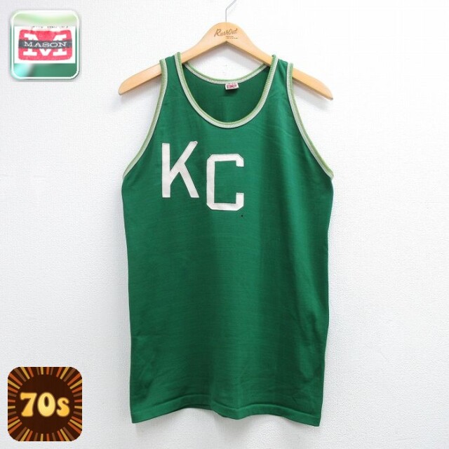 【20%OFF】70s タンクトップ KC グリーン メンズM相当 | 古着