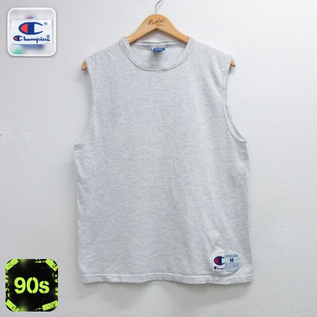 【20%OFF】チャンピオン 90s ノースリーブTシャツ グレー メンズM相当 | 古着