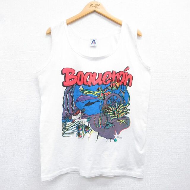 90s タンクトップ BOQUERON ホワイト メンズL相当 | 古着