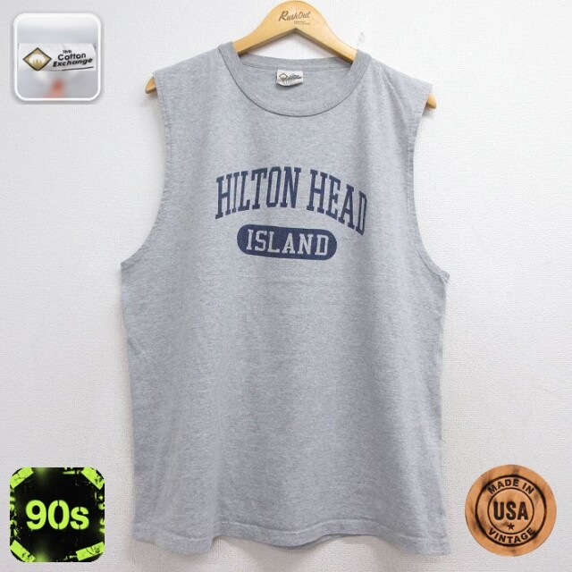 【20%OFF】90s ノースリーブTシャツ HILTON HEAD 霜降りグレー メンズXL相当 | 古着