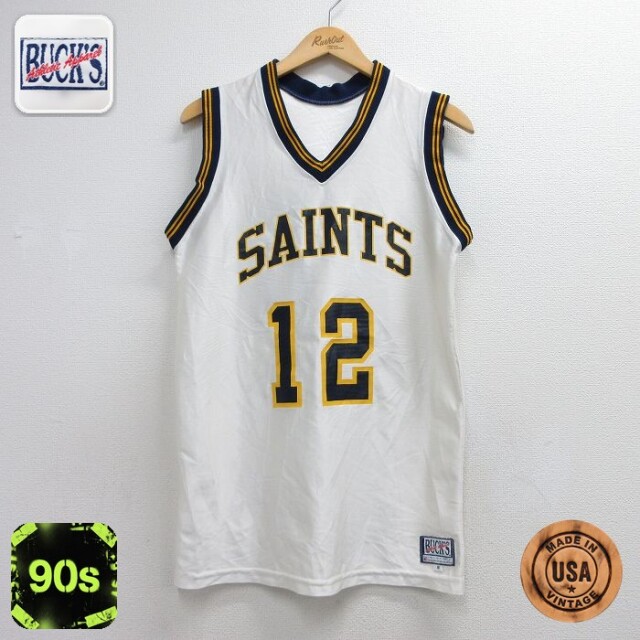 【20%OFF】90s タンクトップ SAINTS 12ユニフォーム ホワイト メンズM相当 | 古着